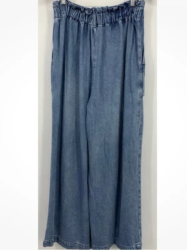 Young Fabulous & Broke Womens Paperbag Medium Wash Wide Leg Jeans Size Medium - Image 4