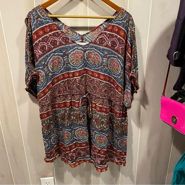 Cute Abercrombie & Fitch boho oversized tie waist tunic top beach pool coastal - Image 8
