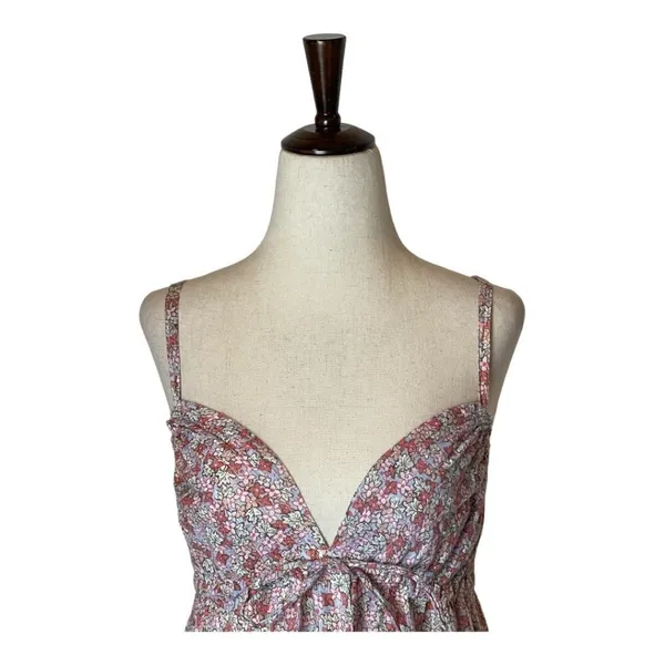 Rebecca Taylor La Vie Pink Metallic Gold Thread Floral Print‎ Eva Midi Dress S - Image 4
