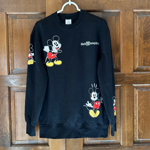 Walt‎ Disney World Mickey Mouse Expressions Sweatshirt Black Crewneck Small - Image 4