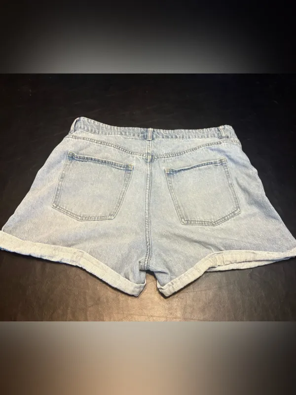 H&M Light Blue High-Rise Denim Jean Shorts size 14 - Image 2