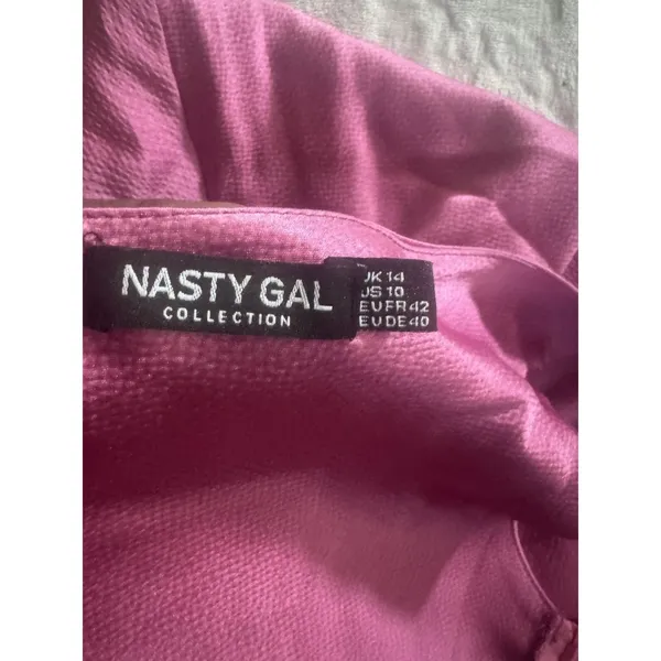Nasty Gal Satin V Neck Ruched Bust Mini Dress SIZE 10 - Image 9
