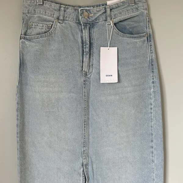 Bershka Denim High-Rise Maxi Skirt 100% Cotton Blue Women's Size EU 38/US 6 - Image 3