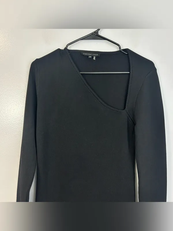 Endless Rose Asymetrical Neckline Long Sleeve Ponte Mini Dress Size Medium - Image 4