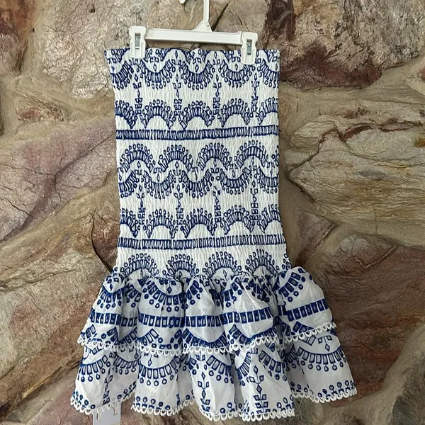 Commense Ripple Strapless Tiered Hem With Scalloped Detailing Dress size L - Image 5