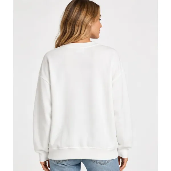 Liv & Lottie Womens Sweatshirt Sz M White Paris Graphic Oversized Crew Fleece - Image 2