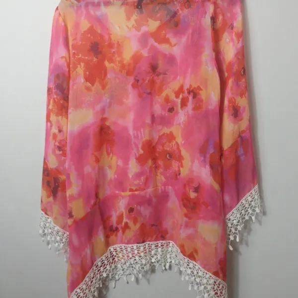 Sienna Rose Orange Pink Poncho Top M Size M - Image 2