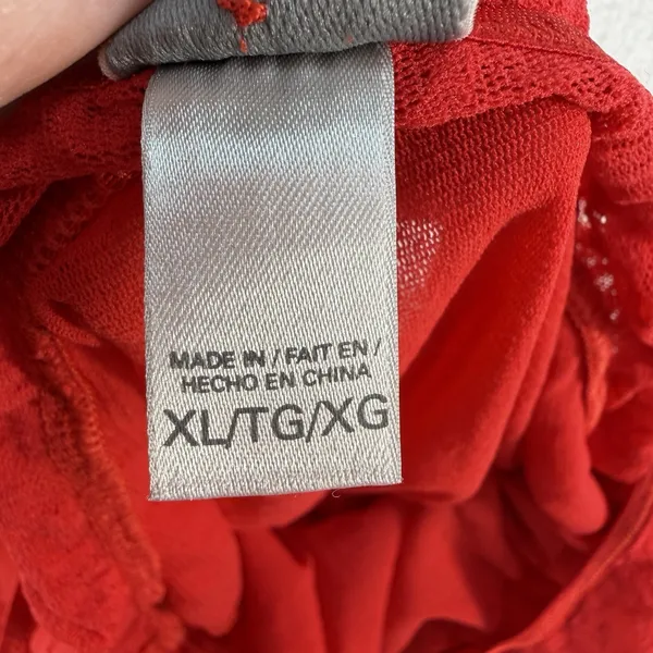 Y2K Victorias Secret XL Sheer Lace Babydoll Top Red Festival Stretch Romantic‎ - Image 8
