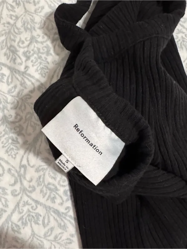 Reformation Ramona Asymmetrical Knit Ribbed Halter Tank Top - Image 6