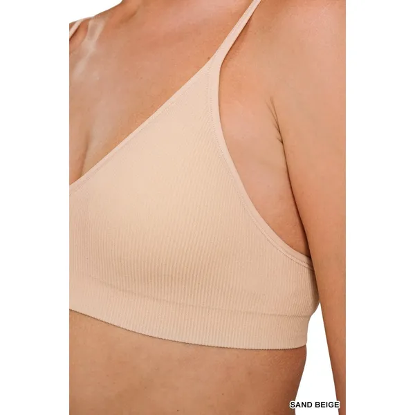 Zenana Seamless Classic Bra with Removable Bra Pads - Sand Beige - L/XL - Image 4