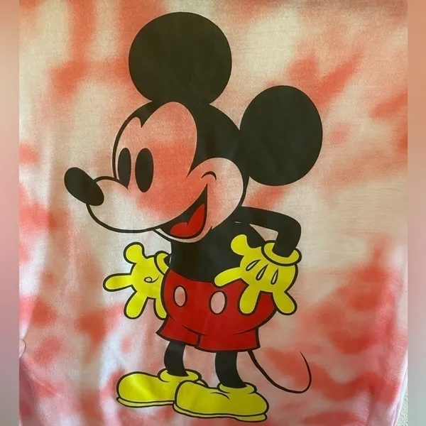 Disney Mickey Mouse Red White Tie Dyed Lightweight T-Shirt Sz Juniors L (11/13)‎ - Image 3