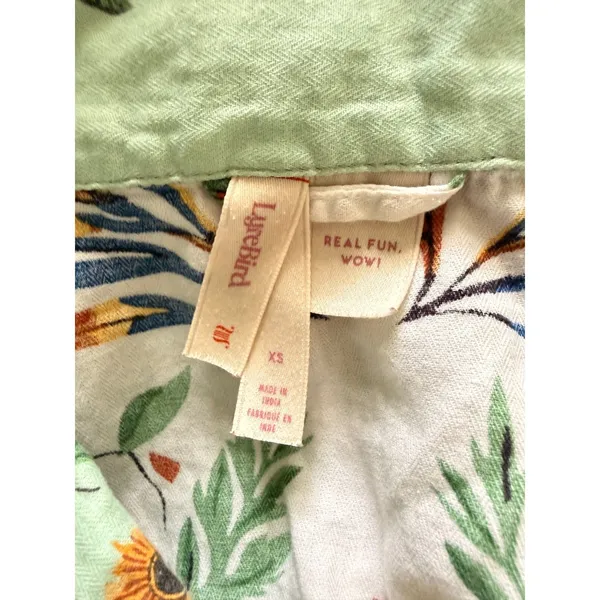 Anthro LyreBird Cotton Flannel Pajama Set Floral Animal Print Cottage Sleep XS - Image 9