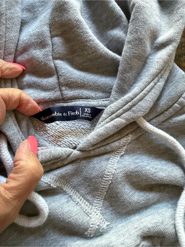 Abercrombie & Fitch Cropped Oversized Logo Hoodie Grey Size XS⁠ - Image 4