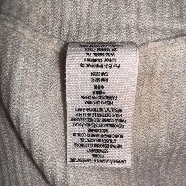 Free People Starman Cream Ribbed Bell Sleeve V‎ Neck Pullover Sweater L - Image 8