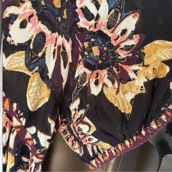NWT Free People On The Edge Romper Black Floral Size Medium Retail $108.00 - Image 6