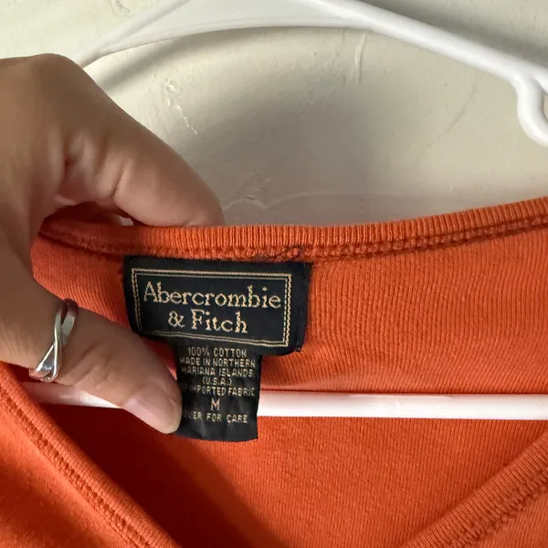 Vintage Abercrombie & Fitch Rust Orange Button Front Cardigan M‎ Y2K 100% Cotton - Image 4