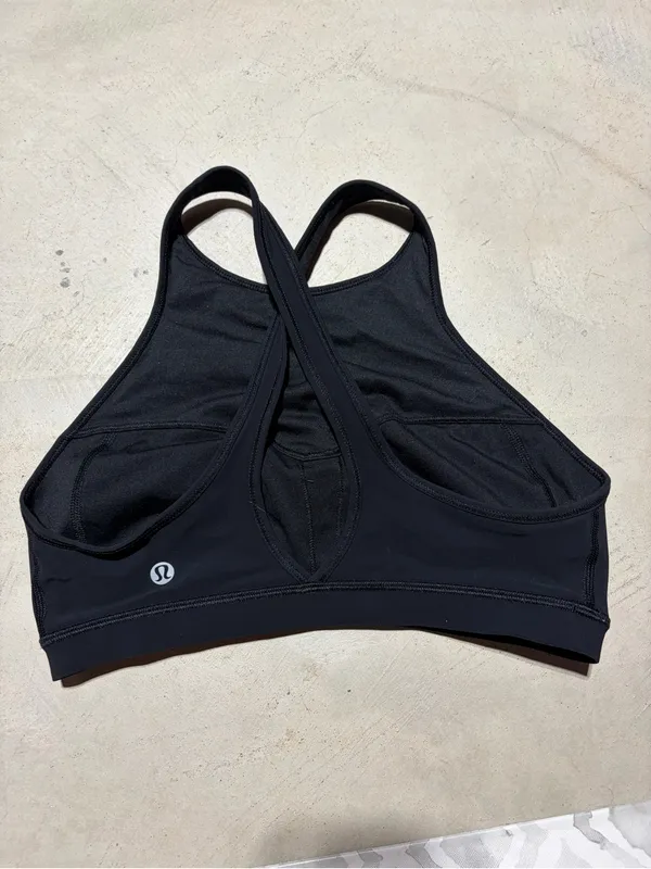 Lululemon colour me quick High-Neck Black Sports Bra 6 - Image 4