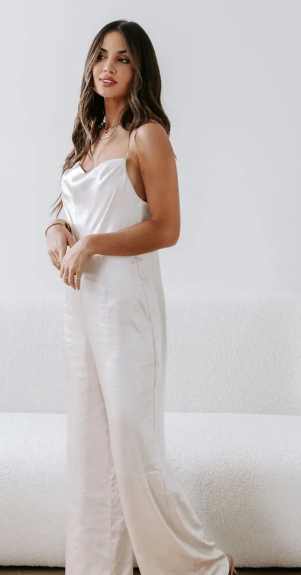 VICI Champagne Satin Cowl Neck Jumpsuit - Image 5
