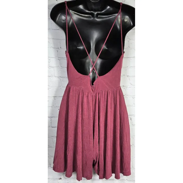 Silence + Noise Burgundy Burnout Backless Strappy Jumpsuit Romper Size‎ L - Image 2