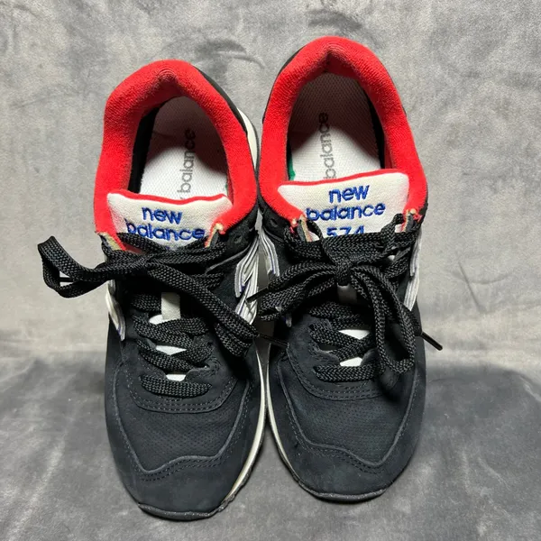 New‎ Balance 574 Womens 7.5 Black Red Blue Suede Sneakers WL574W32 - Image 5