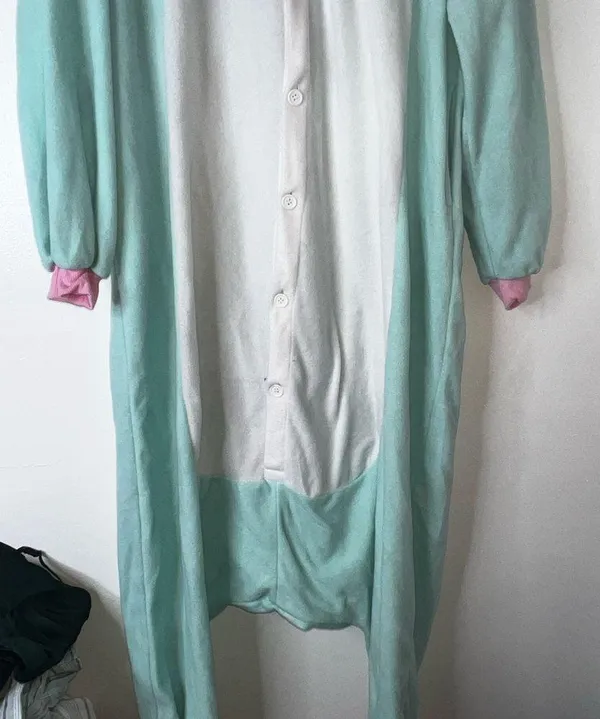Oversized Critter Costume Aqua and White Onesie Pajamas One Size Fits Most - Image 3