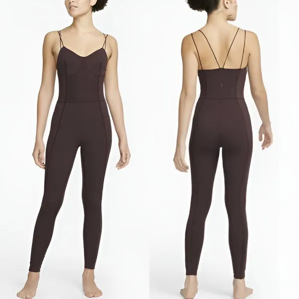Nike Womens Yoga Luxe Dri-FIT Corset Balletcore Bodysuit Jumpsuit Size XXL Brown - Image 2