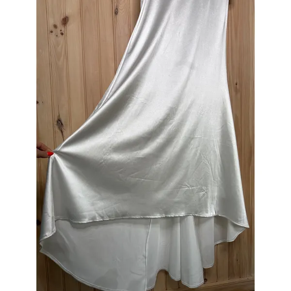 NWT Lulus Sensational Promise White Satin Square Neck Mermaid Maxi Dress Bride L - Image 5