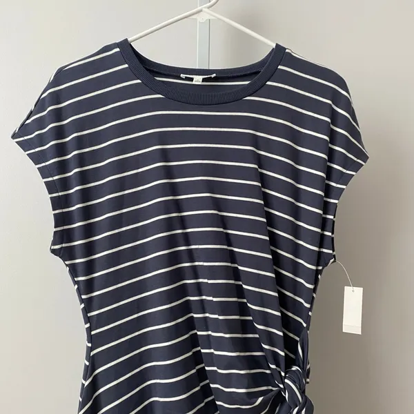 Haven Well Within M‎ Navy White Striped Midi Dress Side Tie Nautical Casual - Image 2