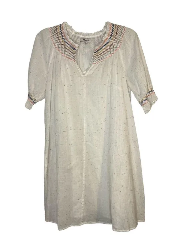 Madewell Rainbow Smocked Pom Trapeze Dress - Image 6