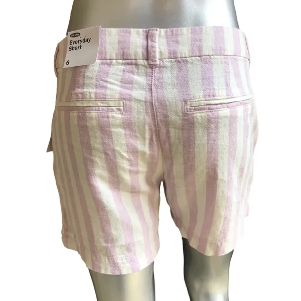 NEW Old Navy Striped Linen Blend Purple White Shorts Women's Size 6 NWT $27 - Image 2