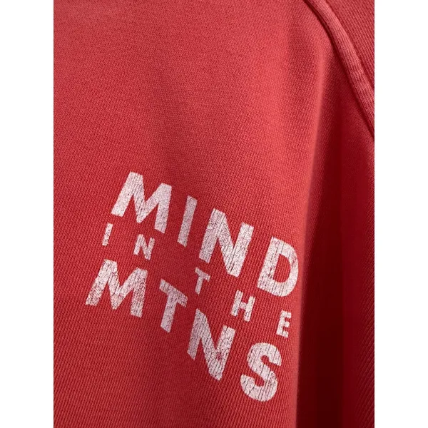 Aerie Mind In The Mtns Graphic Sweatshirt Coral Red Ribbed Oversized Medium - Image 5