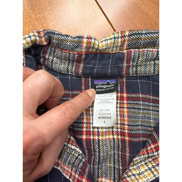 Patagonia Womens Organic Cotton Plaid Flannel Tunic Shirt‎ Blue Red Yellow 4 - Image 2