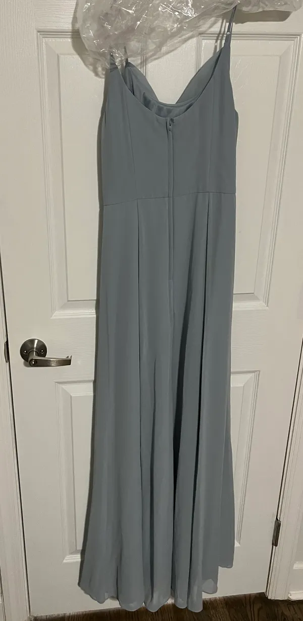 David’s Bridal Dusty Blue Bridesmaid Maxi Dress - Image 4