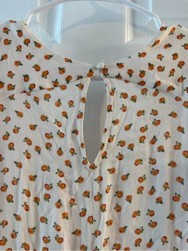 Free People Cream Long Romper with Tiny Orange Floral Print Size 0 - Image 5