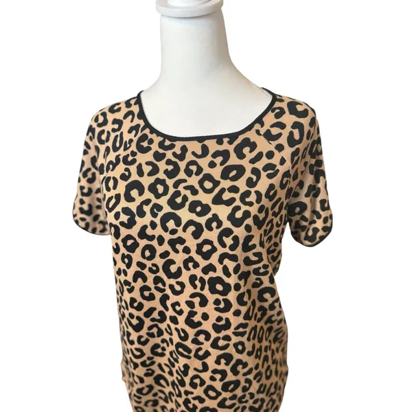 Kate‎ Spade Top Women XS Extra Small Short Sleeve Animal Print Pajama Knit Shirt - Image 3