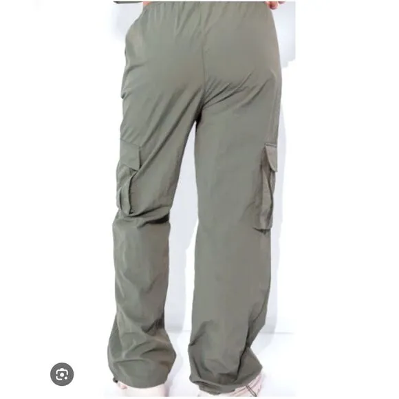 Le Lis Women’s M Baggy Cargo Pants Sage Green Pull‎ On Gorpcore Y2K Streetwear - Image 7