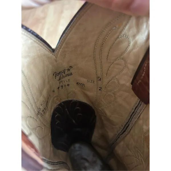Tony Lama Pointed Toe Western Cowboy Boots Size 5.5 Brown Leather Rodeo - Image 6