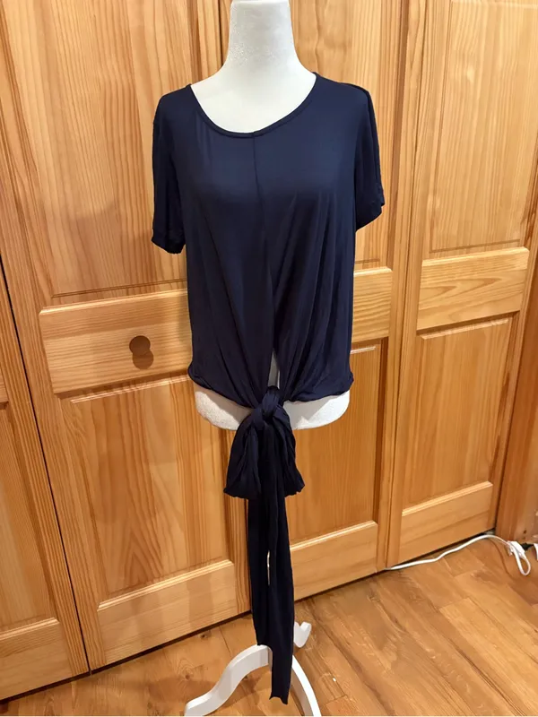 J.Crew short-sleeve tie-front knit top navy style G5714 size M NWT - Image 7