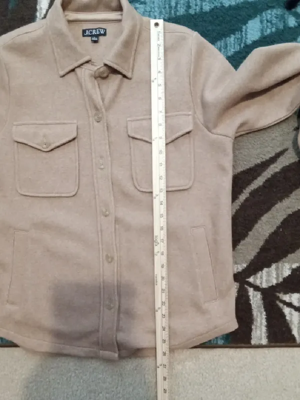 J.Crew Camel Button-Up Shirt Jacket Wool Blend Layering Neutral Quiet Luxury S - Image 8