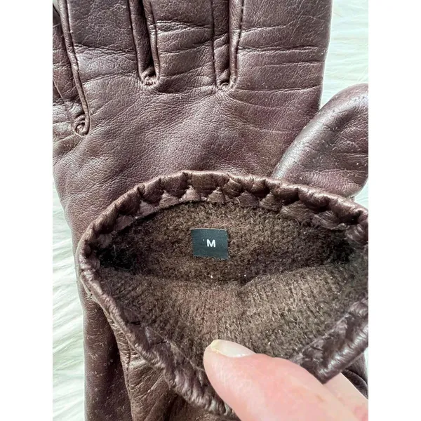 Classic Brown Leather Gloves size Medium - Image 7