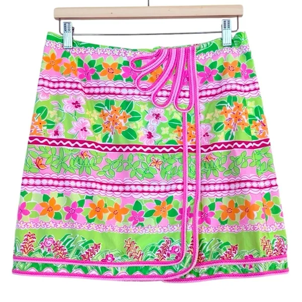 LILLY PULITZER Vintage Kendall Mini Wrap Skirt Size 6 Tropical Preppy Southern - Image 2