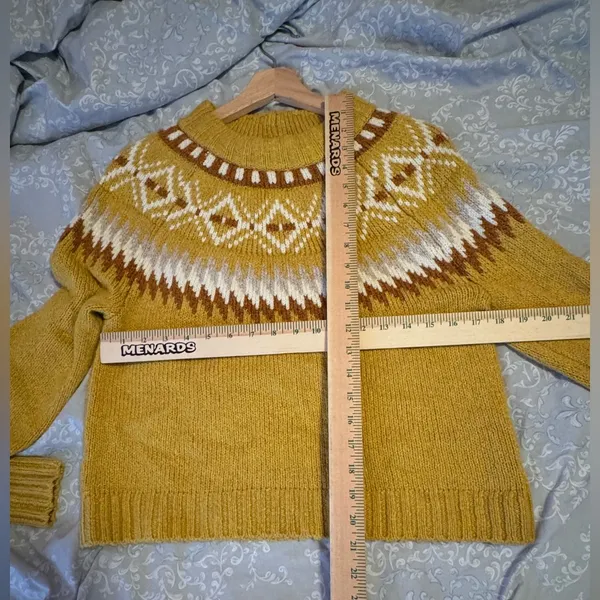American Eagle Fair Isle Mustard‎ Yellow Pullover Sweater Womens size small - Image 7