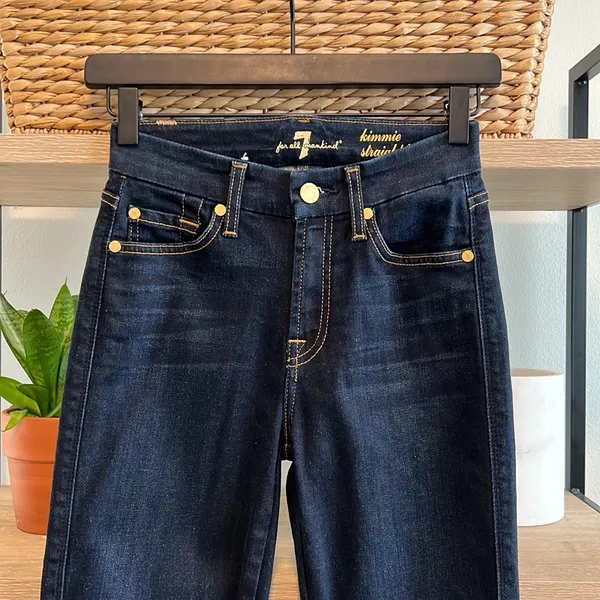 7 For All Mankind Kimmie Straight Leg Dark Wash Jeans, 24 - Image 3
