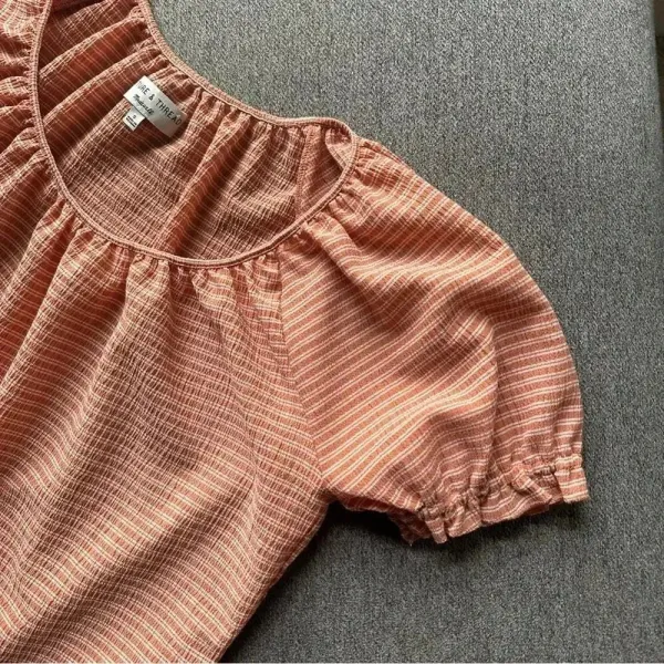 Madewell Texture & Thread Short Sleeve Peasant Blouse Top Small - Image 4