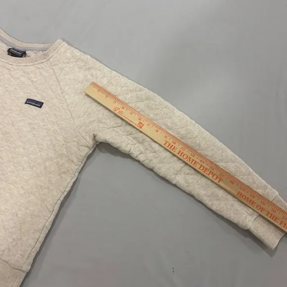 Patagonia Womens Organic Cotton Quilt Crewneck Sweatshirt Oatmeal Heather Large - Image 8