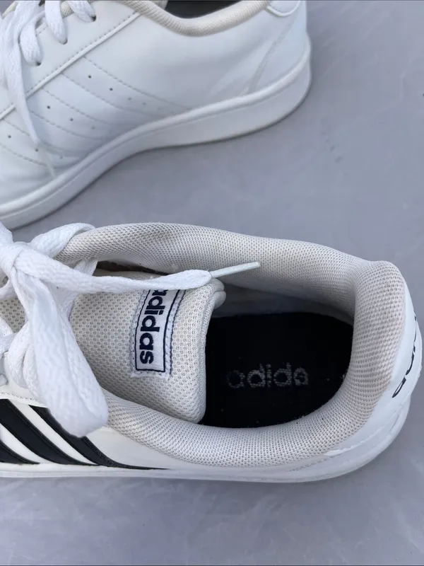 adidas Grand Court White and Black Classic Low Top Sneakers - Size 8.5 - Image 5