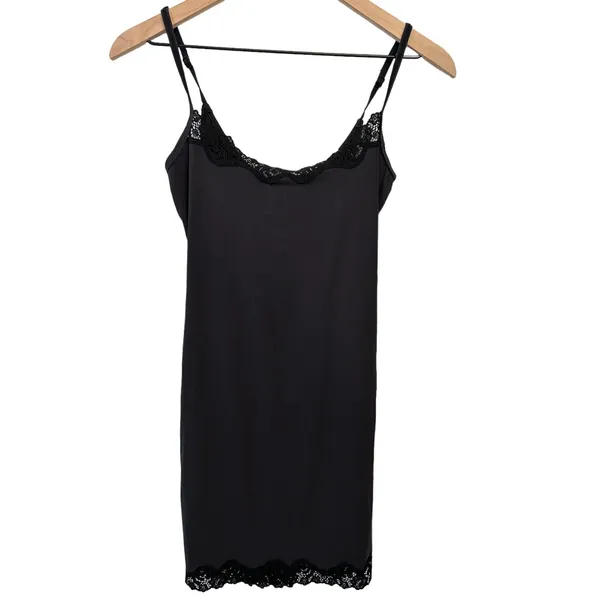 NWT SKIMS FITS EVERYBODY CORDED LACE SLIP DRESS IN ONYX Medium - Image 4
