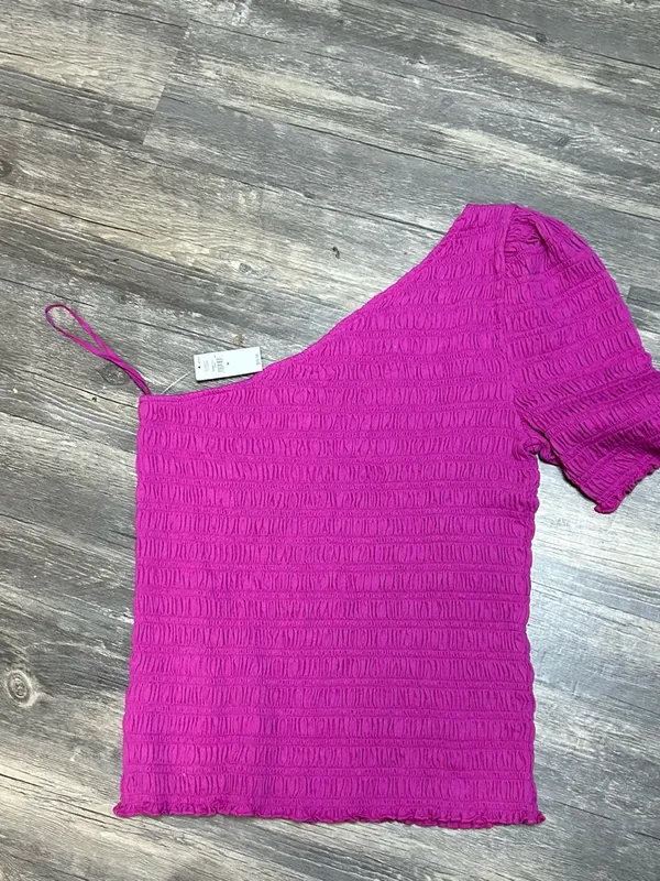 GAP Ruched Diagonal Stitch Knit Top in Bright Pink - Image 3
