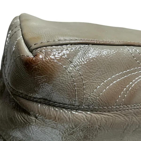 Vintage Coach stitch outline C signature olive grey patent leather tote - Image 8