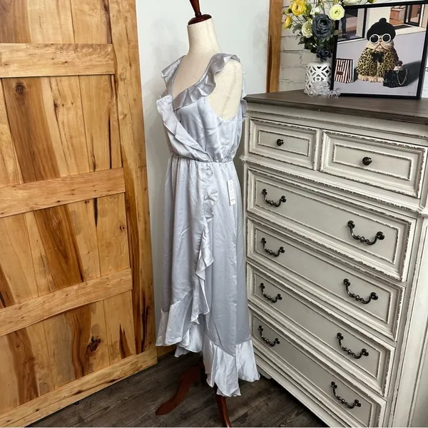 Show Me Your MuMu Light Blue Ruffle Wrap Dress - Image 5